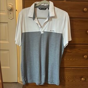 Travis Mathew White and Gray Polo Shirt Casual Comfort